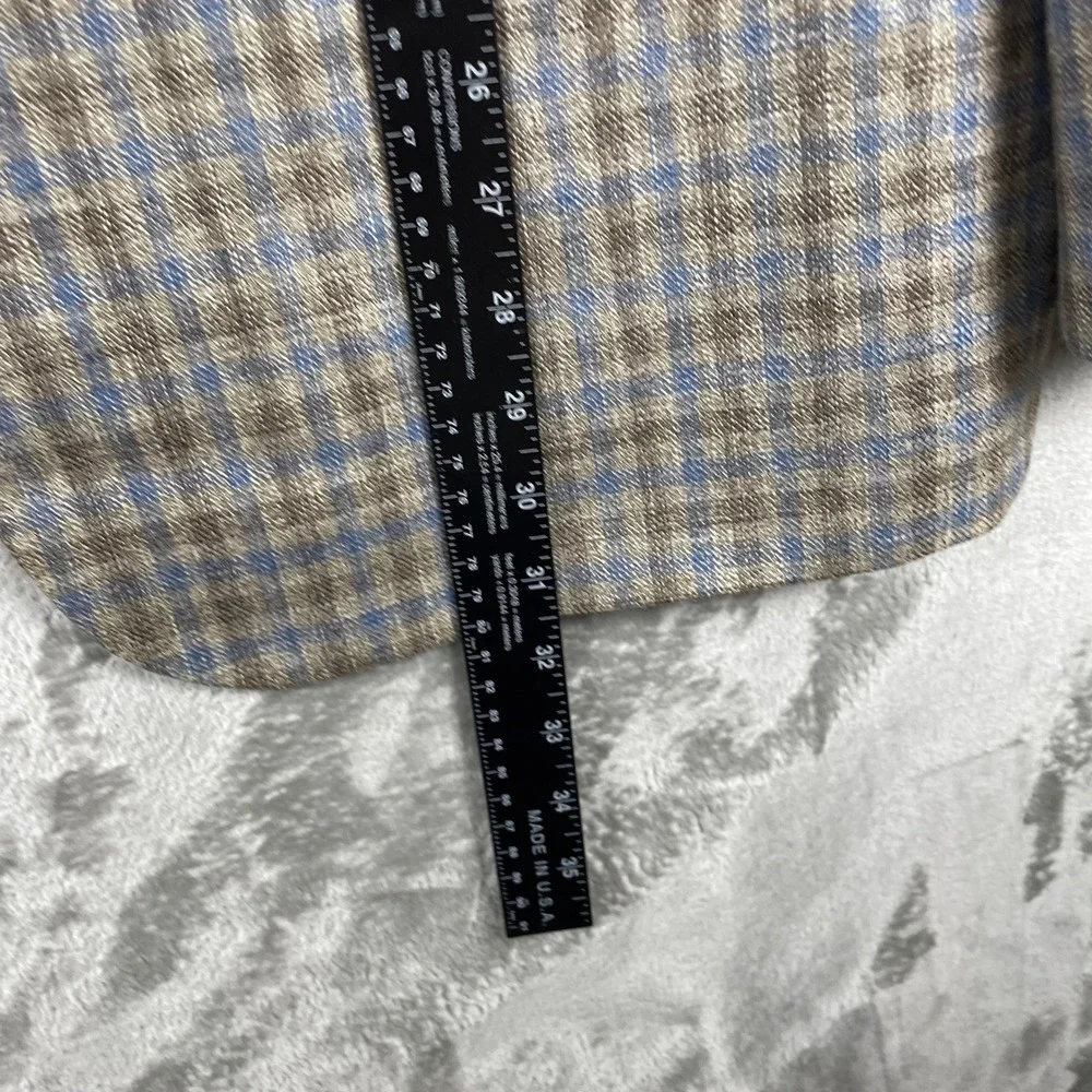 Williams & Kent Sport Coat Mens 48 Brown Blue Plaid Wool Silk Linen E.Thomas